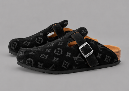 Black Monogram Buckle Clogs - Limited Edition